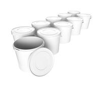 10 secchi con coperchio 10 l bianco rotondo | secchio in plastica per alimenti, ermetico e stabile | secchi vuoti con manico e coperchio adatti per alimenti, prodotti chimici, detersivo in polvere