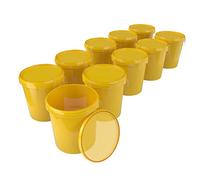 10 secchi con coperchio, 16 litri, colore giallo, per alimenti, ermetici e stabili, secchi vuoti con manico e chiusura, coperchio per alimenti, prodotti chimici, vernice per pareti, detersivo in
