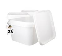 10 secchi con coperchio, 3 l, colore bianco, rettangolari, per alimenti, ermetici e stabili, secchio vuoto con manico e coperchio per colla chimica alimentare