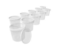 10 secchi con coperchio, 5 l, trasparenti, rotondi, in plastica, per alimenti, ermetici e stabili, secchi vuoti con manico e coperchio, adatti per alimenti chimici in polvere