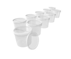 10 secchi con coperchio, 5 l, trasparenti, rotondi, in plastica, per alimenti, ermetici e stabili, secchi vuoti con manico e coperchio, adatti per alimenti chimici in polvere