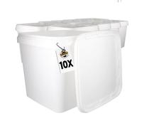 10 secchi con coperchio, 9 l, colore bianco, rettangolari, per alimenti, ermetici e stabili, secchio vuoto con manico e coperchio per colla chimica alimentare