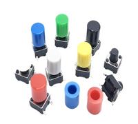 10 set 6 * 6 * 6/6,5/7/8/9/9,5/10/11 mm SMD/DIP-4PIN interruttori tattili a pulsante interruttore tattile con cappuccio pulsante rotondo colorato A56(A56 Black,6X6X9MM AND HAT_PLUG-IN BUTTON)