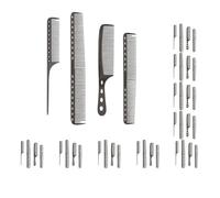 10 set da 4 pezzi con manico ergonomico per un'esperienza di pettinatura più confortevole dei capelli più comoda da tenere in mano, pettine in metallo, nero lucido