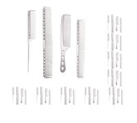 10 set da 4 pezzi con manico ergonomico per un'esperienza di pettinatura più confortevole dei capelli più comoda da tenere in mano, pettine in metallo, argento brillante