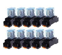 10 set DC12V AC12V DC24V AC24V bobina 5A 4NO 4NC indicatore LED relè di potenza guida DIN relè temporizzato a 14 pin con base socket(DC,110V)