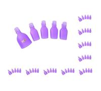 10 set di 5 pezzi di plastica per rimuovere le unghie dei piedi, nail art, soak off, con clip per rimuovere lo smalto gel UV, colore viola