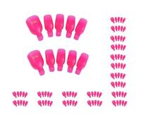 10 set di 5 pezzi di plastica per rimuovere le unghie dei piedi, nail art, soak off, con clip per rimuovere lo smalto gel UV, set di strumenti per la rimozione dello smalto, colore rosso rosa