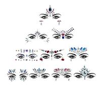 10 set gemme per il viso, Viso Gemme, adesivo in cristallo per gioielli per faccia glitter strass festival tatuaggio temporaneo fronte sopracciglia decorazione per la festa di Halloween di Natale