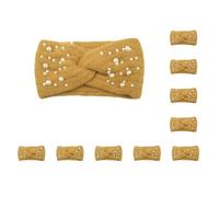 10 set Look New Pearl Knit Cross Fasce Leggero e Portatile Poliestere Donne Lavorato A Maglia Perle Fascia Antiscivolo Elegante curcuma