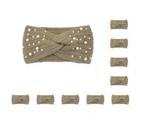 10 set Look New Pearl Knit Cross Fasce Leggero e Portatile Poliestere Donne Lavorato A Maglia Perle Fascia Antiscivolo Elegante kaki