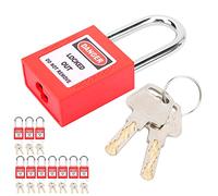 10 set lucchetto di blocco 38 mm, lucchetti di sicurezza blocco di sicurezza isolamento in nylon per ingegneria industriale, lucchetto tagout per trasporto logistico, produzione (Rossa)