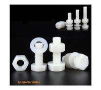 10 Set M3 M4 M5 M6 M8 Viti in nylon esagonali esterne bianche Dadi Rondella Set di combinazioni di bulloni in plastica isolati con filettatura metrica Viti di fissaggio (Color : 10 set, Size : M5x50