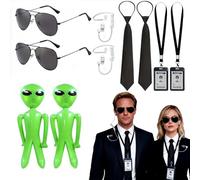 10 Set man in black costume, Accessori per Costume da Agente mit Alieno Gonfiabile, for Servizio Segreto, Man In Black Costume da Spia, Carnevale Cosplay Feste Uomini Donne