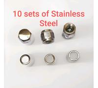 10 Set - Per Lambretta D & Ld Acciaio Inox Bombata Cerchione Dadi e Rondelle Kit