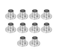 10 Set Stainless Steel Flanged Holder Base for Closet Rod Heavy Duty 25mm Tube Bracket with Adjustable Screw Mounting Brushed Finish Hardware for Wardrobe Shelf Bed Frame (Flangia alta Φ25)
