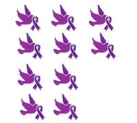 10 spille commemorative in lega di Zn per la sensibilizzazione sul carcinoma mammario, eleganti sfumature viola sfumate, One Size, come descritto