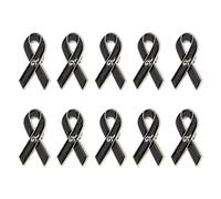 10 spille con nastro nero di alta qualità con rivestimento per la consapevolezza del melanoma e il servizio commemorativo spilla nera con nastro, Grande, come descritto