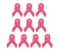 10 spille da bavero con nastro per cancro al seno, in lega, gioielli eleganti e artigianali, per tumori al seno