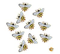 10 spille smaltate Save The Bees con spilla a forma di calabrone color oro...