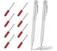 10 spilli per incisione, con penna in carburo di tungsteno, tra cui 2 perni e 8 punte di ricambio, per vetro, ceramica, piastre metalliche