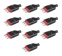 10 Spine 16A 220V 230V, 2P+T, spina grande, standard italiano, colore nero, modello professionale, in gomma antischiacciamento, ideale per cavi di alimentazione e prolunghe