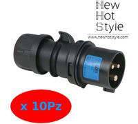 10 SPINE ELETTRICHE PER LO SPETTACOLO CEE 3POLI 2P+T 6H IP44 16A NERE STOCK
