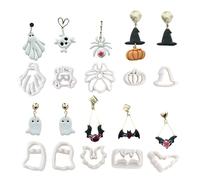 10 stampi per argilla a tema Halloween, per la creazione di gioielli, pipistrello, teschio, orecchini, orecchini, strumento per scolpire orecchini