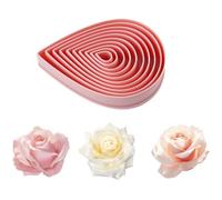 10 stampini per biscotto a forma di goccia, fiori di rosa, formine plastiche per torte e pane