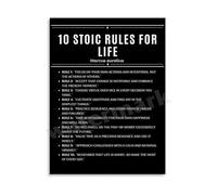 10 Stoic Rules for Life Marcus Aurelius Wisdom Motivational Poster Canvas Print for Home Office(Framed,16x24inch(40x60cm))
