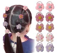 10 Stück Blumen Haargummis für Babys - Dolci Elastici per Capelli con Fiori in 5 Colori per Bambine