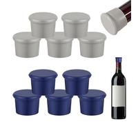 10 tappi in silicone, tappi a corona, adatti per bottiglie con apertura di circa 1,2-1,3 pollici, riutilizzabili, grigi, blu