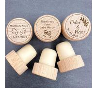 10 Tappi Personalizzati Per Bottiglie Di Vino Come Bomboniere Per Matrimoni, Tappi In Legno Personalizzati Con Nome Inciso, Regalo Per Feste Di Compleanno, Baby Shower