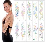 10 Tatuaggi temporanei Fiore dell'acquerello | per le ragazze-farfalla variopinta del fiore 3D tatuaggio temporaneo falso del braccio tatuaggi impermeabili