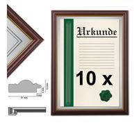 10 telaio Certificato A4, 21x29,7 cm, rovere con bordo in oro