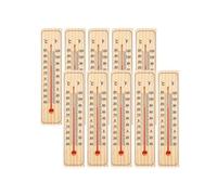 10 termometri da giardino con scala Celsius e Fahrenheit: termometro analogico per uso domestico, stazione meteo in legno di faggio massiccio, alta precisione, prospettive meteorologiche, cura delle