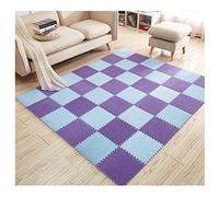 10 Tessere Tappetino In Schiuma Puzzle Peluche, Tappeto Quadrato Ad Incastro Piastrelle Tappetino Da Gioco, Piastrelle Per Pavimenti Puzzle, Tappeti Per Arrampicata, 12x12 (Color:Azzurro+Viola)
