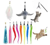 10 teste di ricambio per canna da gatto, vari design per divertire i gatti, gioco gatto interattivo, giocattoli per gatti