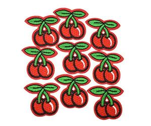 10 toppe per applique ricamo, ferro su distintivi, accessori da cucito fai da te per vestiti, borse e cappelli, colore rosso ciliegia, molto pratiche e popolari