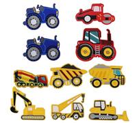 10 toppe per veicoli da costruzione, da applicare con ferro da stiro, per bambini, ragazzi, applicazione ricamata da cucire, termoadesive per giacche, t-shirt, jeans e tutti i vestiti