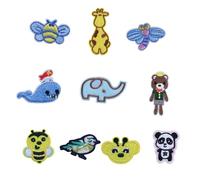10 toppe termoadesive a forma di animale in stile cartone animato, a forma di farfalla, ricamate, per la decorazione di
