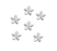 10 toppe termoadesive da 3 cm, con fiori da applicare con il ferro da stiro, mini adesivi floreali, ricamati, per t-shirt, jeans, vestiti, cappelli, riparare il foro, bianco