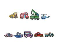 10 Toppe Termoadesive Per Ricamo Auto Dei Cartoni Animati Per Abbigliamento Per Bambini Jeans Zaini Borse Cappelli Accessori Da Cucire Per Veicoli Dei Cartoni Animati Termoadesive