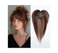 10 Topper For Capelli Umani Veri Da Pollici Con Frangia Donne, 3D Wispy Air, Posticci 100% Remy La Perdita Dei Capelli, Aspetto Naturale Topper per Capelli da Donna(Honey Brown)
