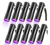 10 torce UV a luce nera, mini lampada UV ambra con 9 LED, lampada UV a luce nera, lampada portatile, lampada ultravioletta per banconote false, geocaching e rilevatori di urina anim