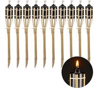 10 TORCIE FIACCOLE AD OLIO DA ESTERNO GIARDINO BAMBOO 60 cm TORCIA DECORATIVA
