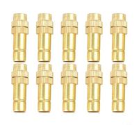 10 ugelli per nebulizzazione in ottone, 8 mm, a bassa pressione, per irrigazione giardino, serra, sistema di nebbia, nebulizzazione a freddo, ugello per acqua, oro, 10 pezzi