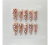 10 unghie finte indossabili fatte a mano in bambù a forma di serpente con strumenti balletto lungo premere sulle unghie (Colore: 4, taglia: S)