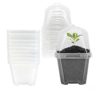 10 vasi per piante con cupola per umidità, leggeri e salvaspazio, per giardinaggio piante grasse e mini paesaggi (15,5 cm, trasparenti)