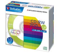10 Verbatim Blank CD-RW 700 MB Color Mix x4 dati CDRW con custodia SW80QM10V1